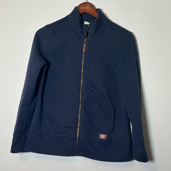LL Bean Women's Quilted Full-Zip Sweatshirt Jacket Navy Blue Size Small - Picture 2 of 6